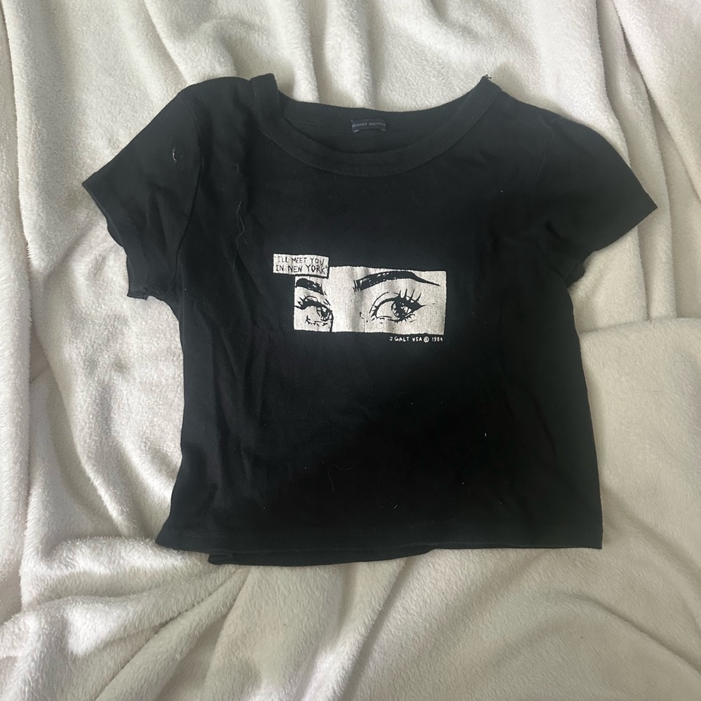 Brandy Melville Black Graphic Baby Tee